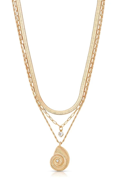 Ettika Nautilus Shell Pendant Layered Necklace