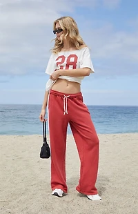 John Galt Red & White Anastasia Side Stripe Baggy Sweatpants
