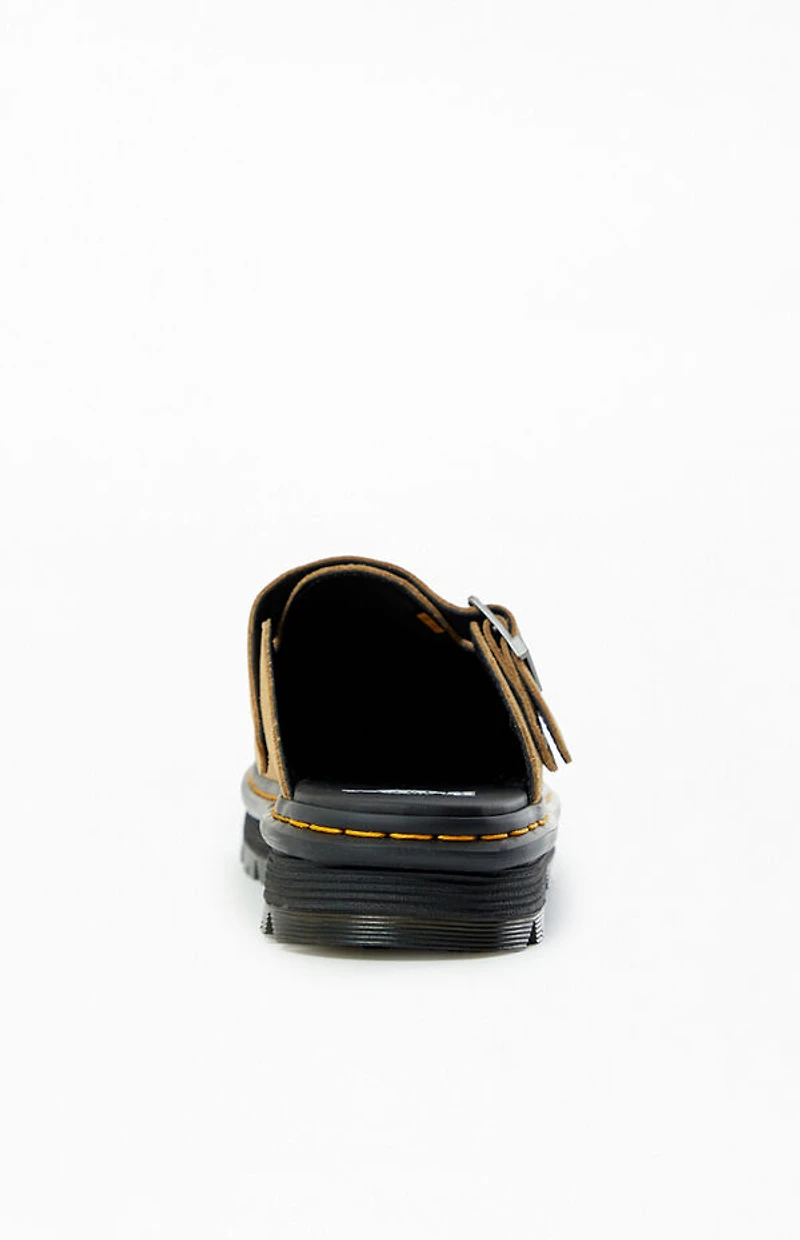Dr Martens Tan Zebzag Suede Slingback Platform Mules
