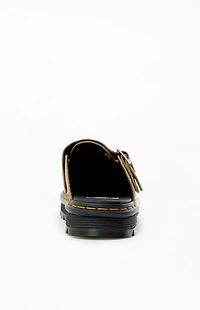 Dr Martens Tan Zebzag Suede Slingback Platform Mules