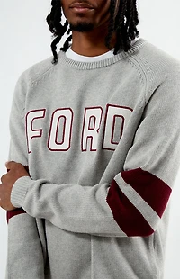FORD Heather Grey Striped Crew Neck Sweater