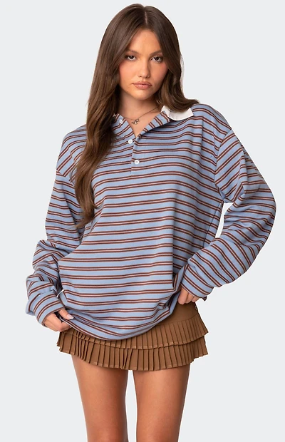 Edikted Stripey Oversized Collared Shirt