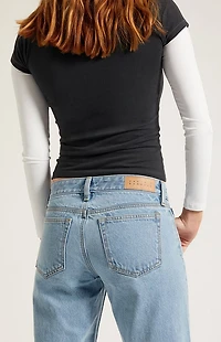 Pacsun Zoe Low Rise Girlfriend Jeans Light Blue Wash