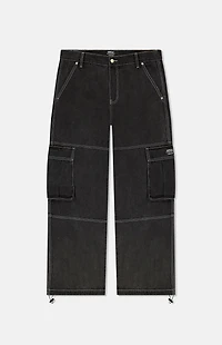 WeSC Black Wash Baggy Denim Cargo Pants