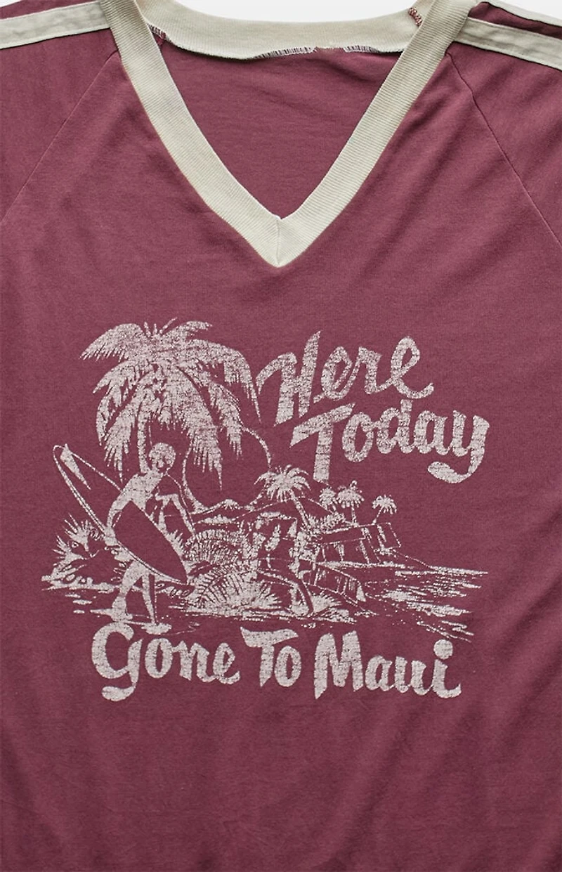 PS VINTAGE 80s Here Today Gone to Maui V-neck Graphic T-Shirt
