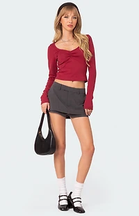 Edikted Nat Ruched V Neck Top