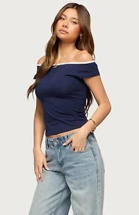 Edikted Dellah Contrast Off Shoulder Top