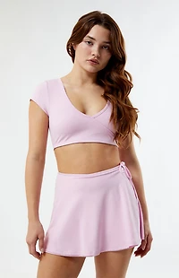 PAC 1980 WHISPER Active Pink Anya Surplice Bra Top