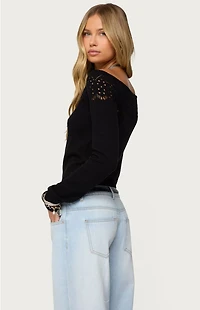 Edikted Lillis Boat Neck Knit Top