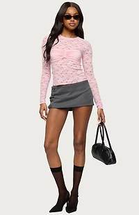 Edikted Rosette Bandeau Sheer Lace Top