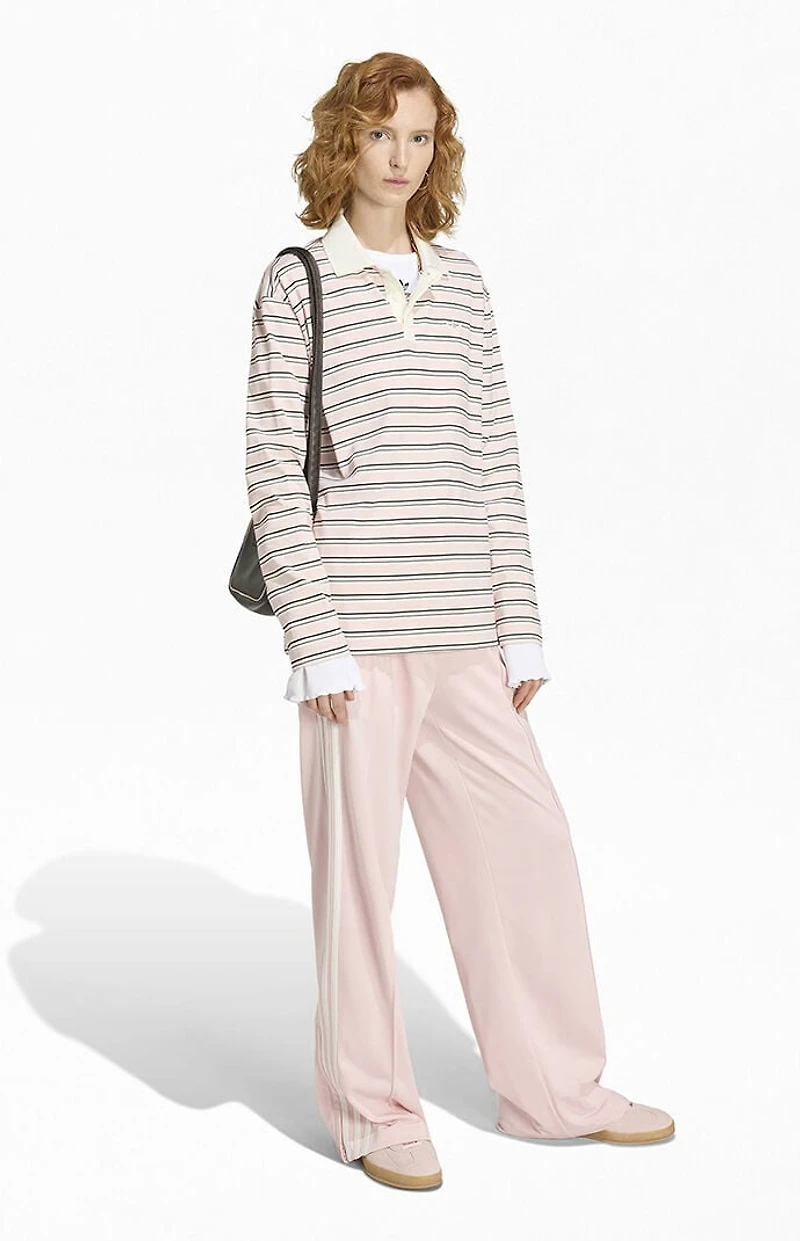 adidas Striped Long Sleeve Oversized Polo Shirt