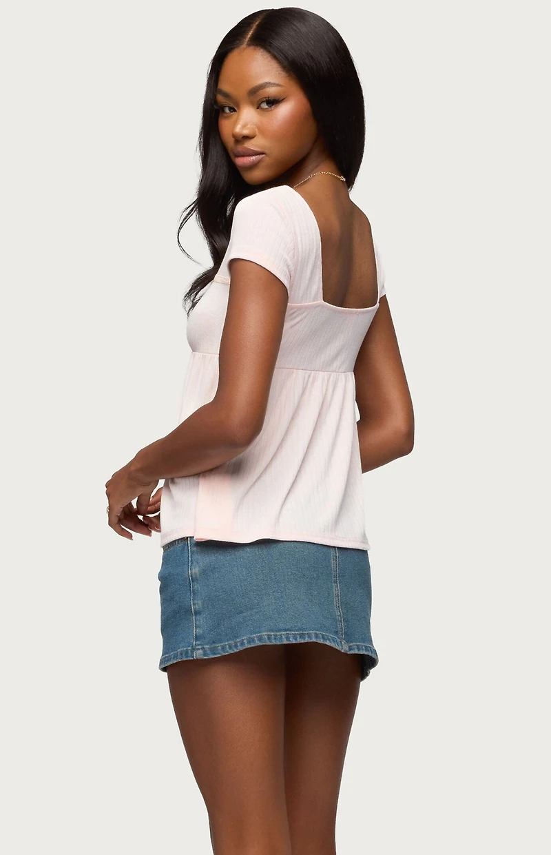 Edikted Bettie Pointelle Babydoll Top