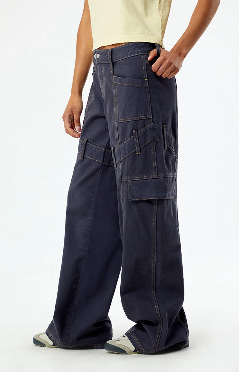 Pacsun Navy Low Rise Baggy Cargo Pants