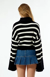WEWOREWHAT Striped Cropped Turtleneck Sweater