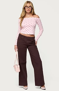 Edikted Leandra Off Shoulder Polk Dot Top