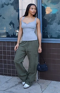 John Galt Light Gray Amaya Lace Tank Top