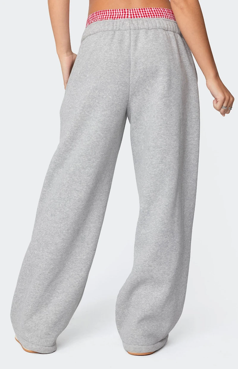 Edikted Gingham Boxer Detail Sweatpants