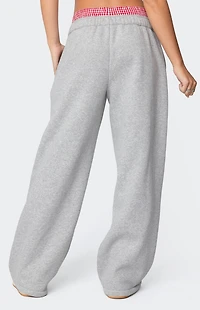 Edikted Gingham Boxer Detail Sweatpants