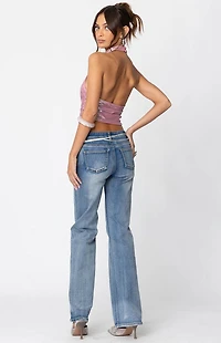 Edikted Shiny Backless Cowl Neck Top