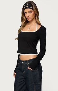 Edikted Ksenia Contrast Layered Square Neck Top