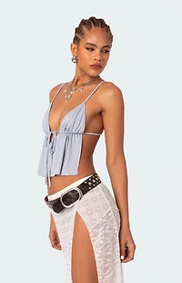 Edikted Rylee Tie Front Open Back Top