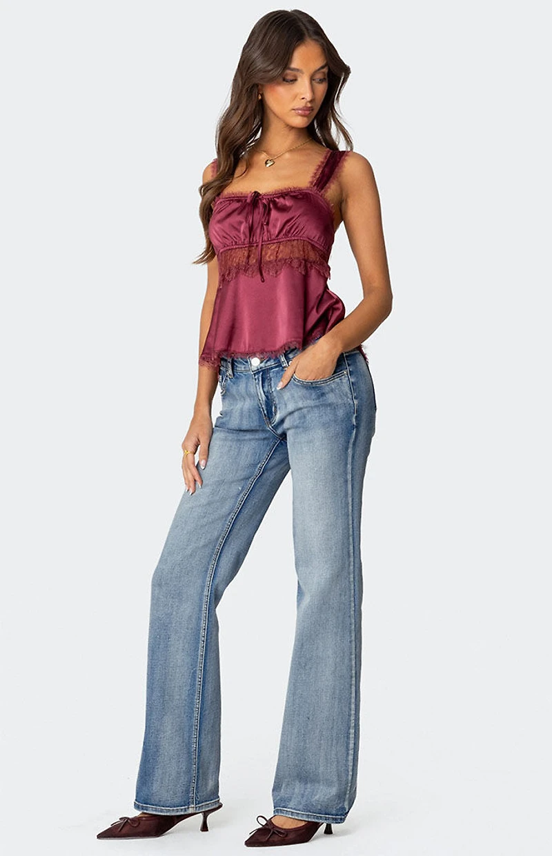 Edikted Loryn Lacey Satin Effect Top