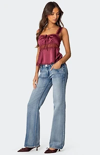 Edikted Loryn Lacey Satin Effect Top