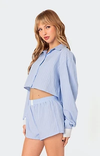 Edikted Lea Cropped Button Up Shirt