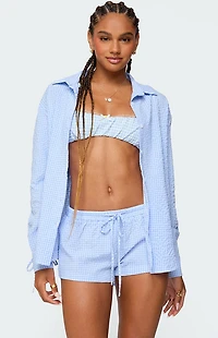 Edikted Lira Oversized Gingham Button Up Shirt