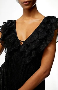 MINKPINK Greta Plisse Lurex Mini Dress