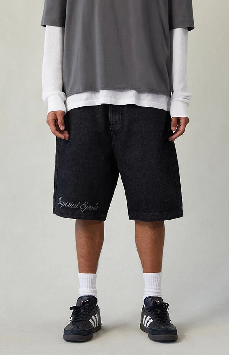 Pacsun Imperial Sports Guild Black Baggy Denim Shorts