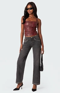 Edikted Haze Strappy Faux Leather Top