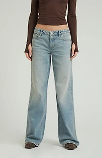 Pacsun Casey Low Rise Baggy Jeans Grommet Light Indigo