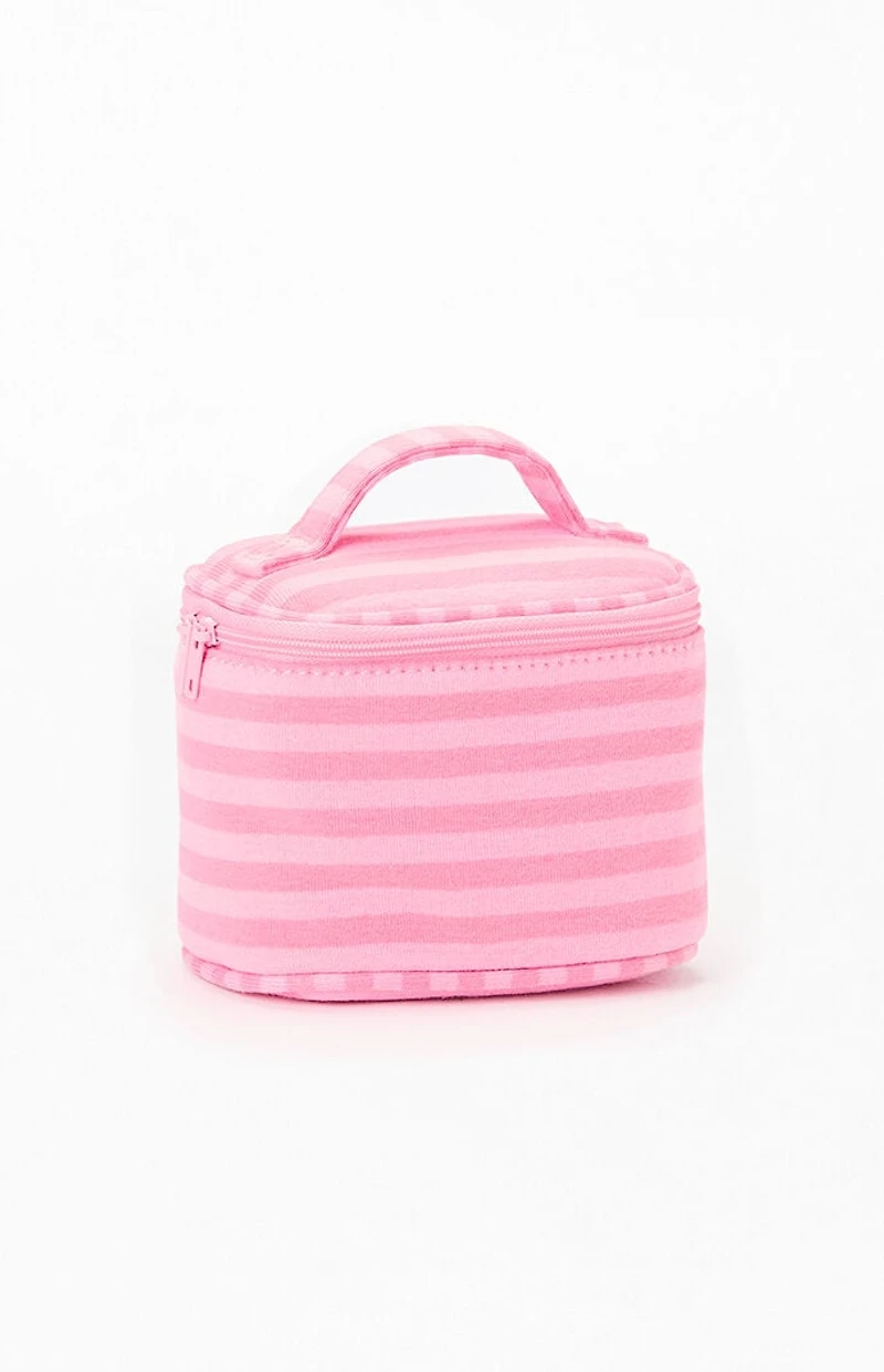 John Galt Pink Striped Makeup Bag