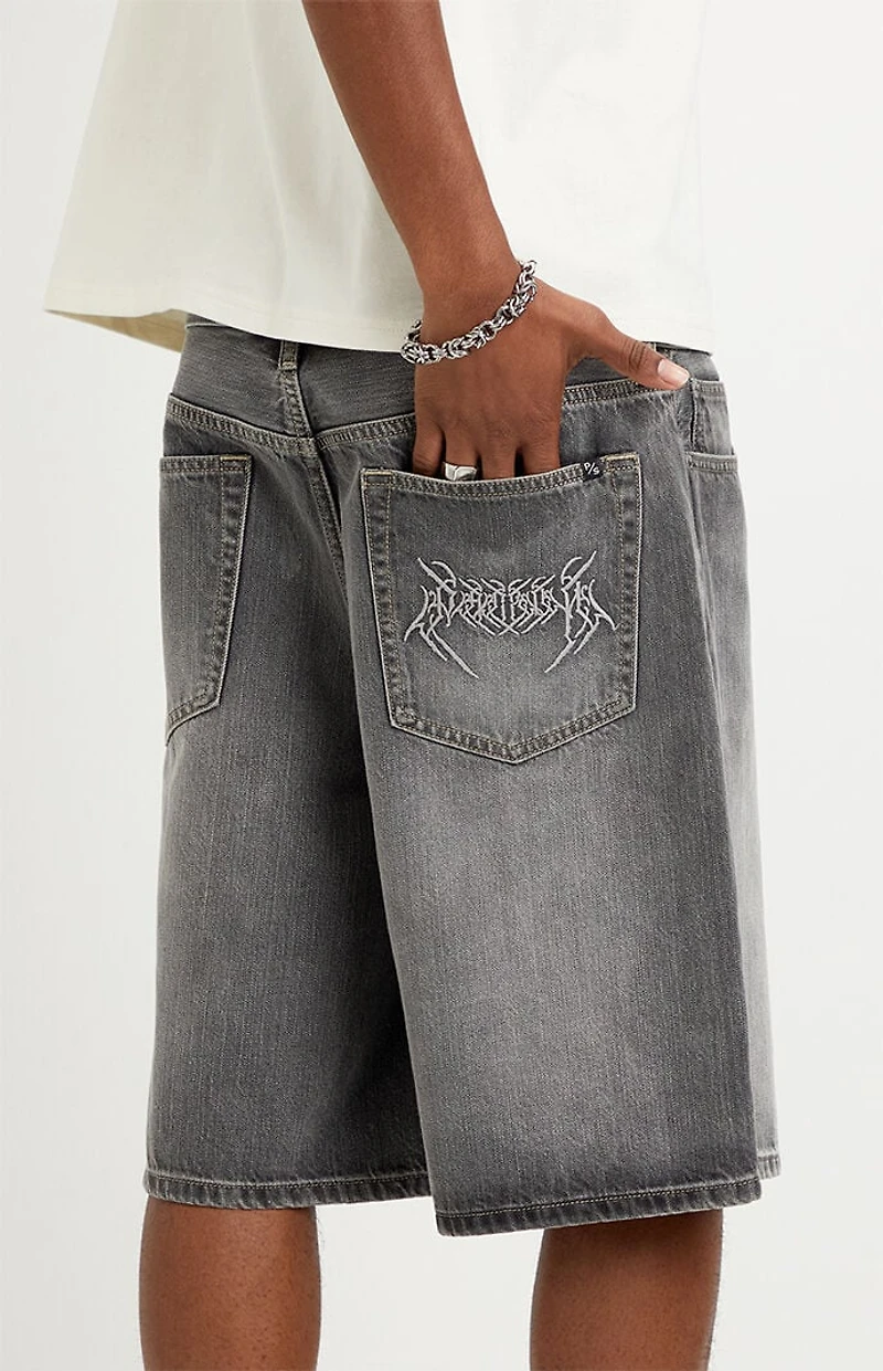 Pacsun Parker Baggy Jean Shorts Black Wash