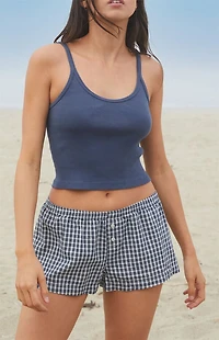 John Galt Blue Beyonca Cropped Tank Top