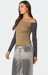 Edikted Contrast Off Shoulder Top