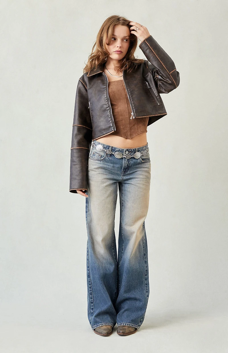 Pacsun Casey Low Rise Baggy Jeans Dark Blue Tinted