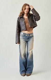 Pacsun Casey Low Rise Baggy Jeans Dark Blue Tinted