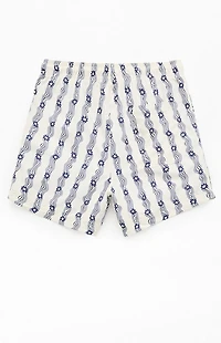 Pacsun Blue Flower Stripe 4.5" Swim Trunks