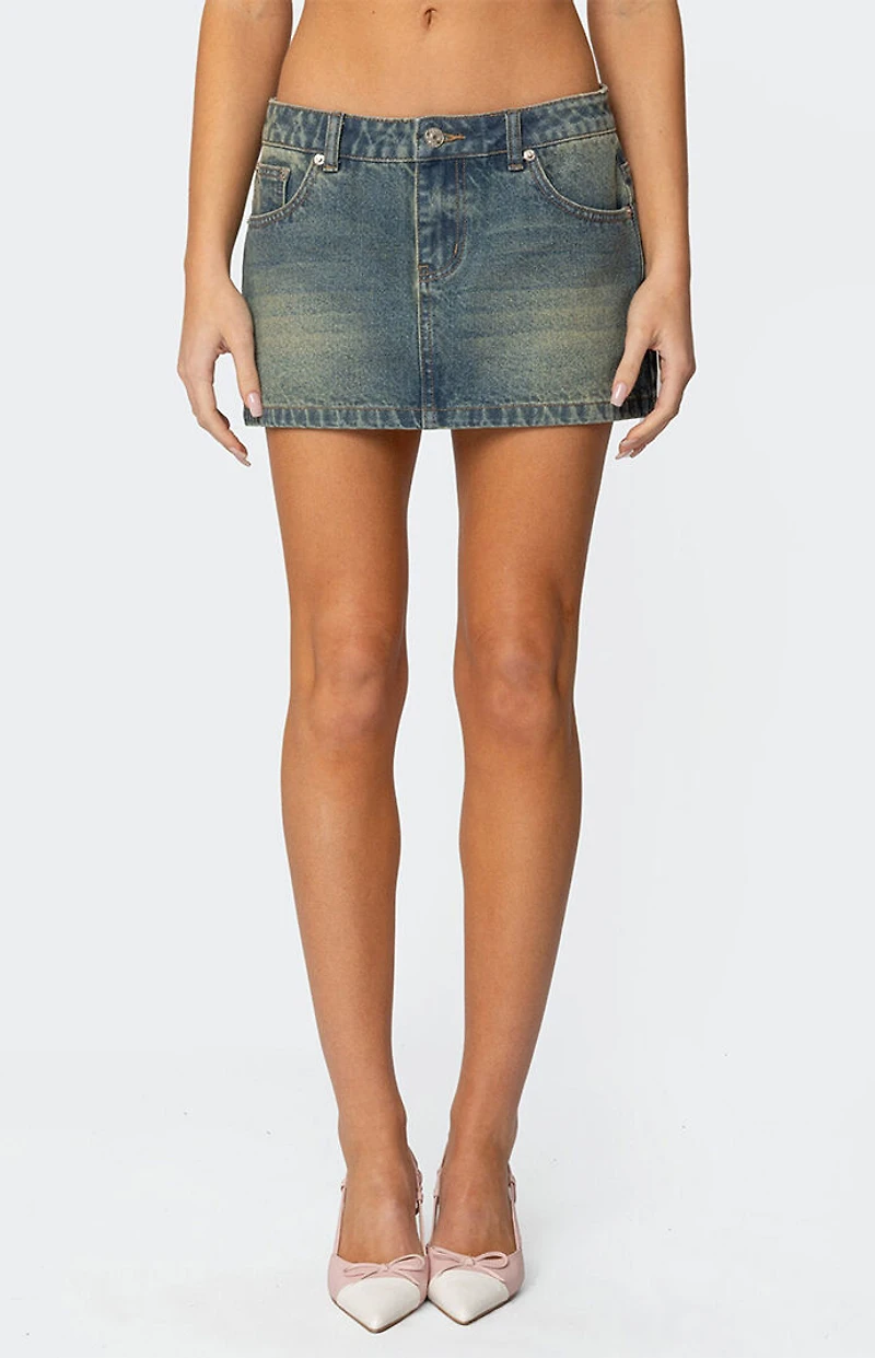 Edikted Tristan Washed Denim Mini Skirt