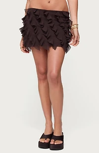 Edikted Clare Chiffon Ruffled Mini Skirt