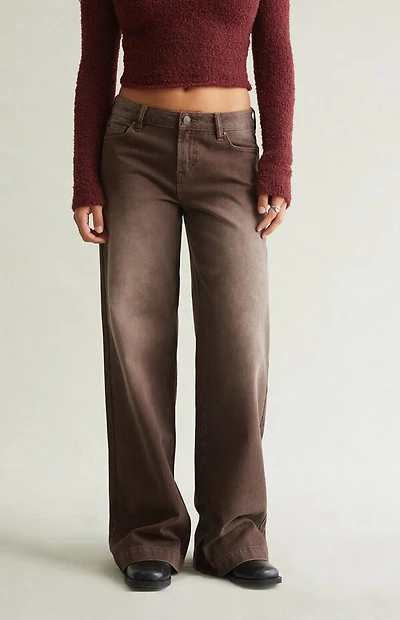 Pacsun Casey Low Rise Baggy Jeans Button Pocket Brown