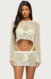 Edikted Kirah Sequin Crochet Top