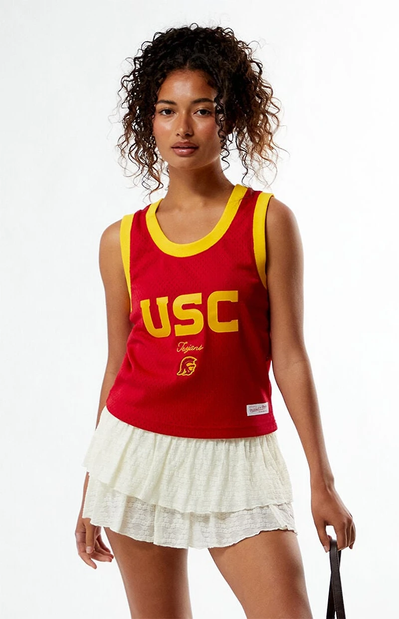 Mitchell & Ness NCAA USC Mesh Cropped Tank Top