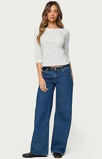 Edikted Lela Polka Dot Quarter Sleeve Top
