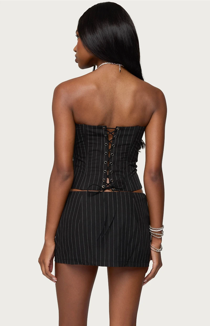 Edikted Maeve Pinstripe Strapless Corset