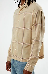 Pacsun Tan Long Sleeve Classic Flannel Shirt