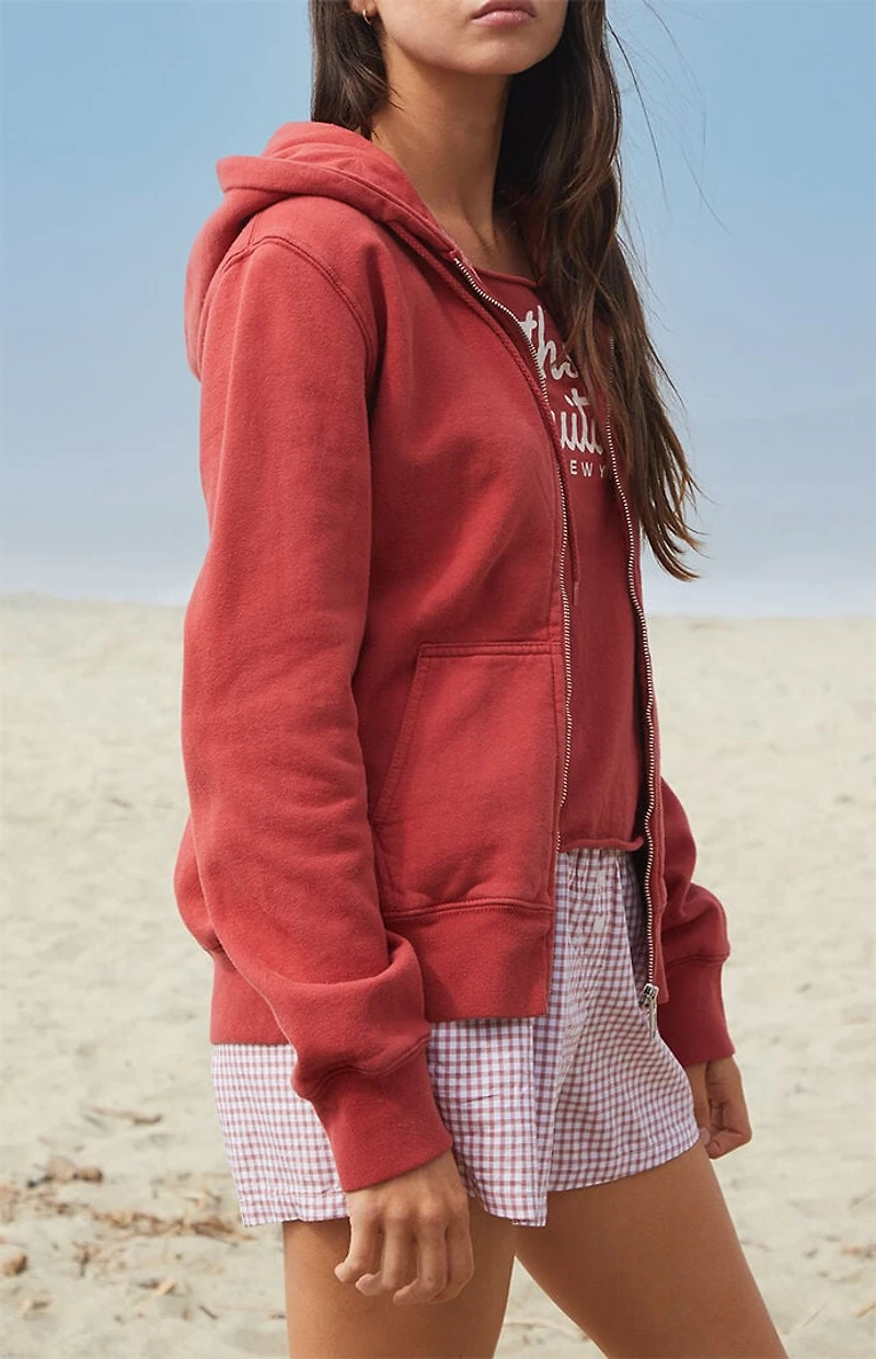 John Galt Red Christy Full Zip Hoodie