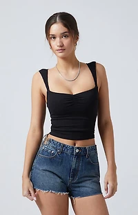 Pacsun Dark Indigo Butterfly High Waisted Denim Festival Shorts